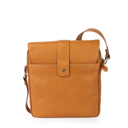 Flap with Buckle Leather Messenger Bag Tobacco