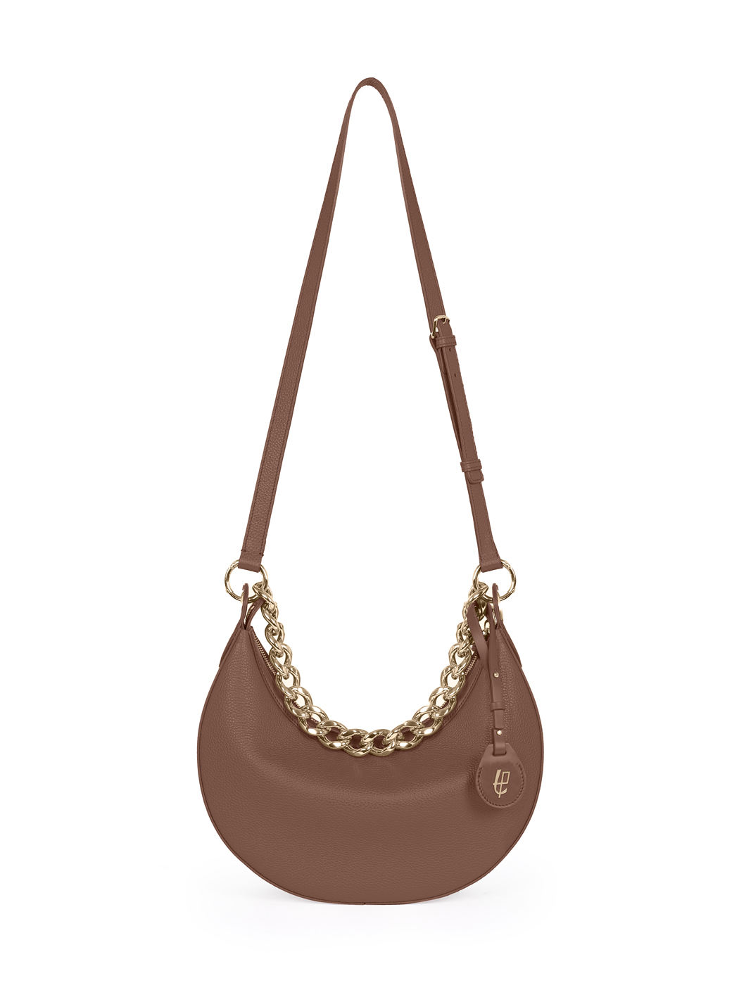 Crescent Hobo Shoulder Chain Bag Clara Dark Brown