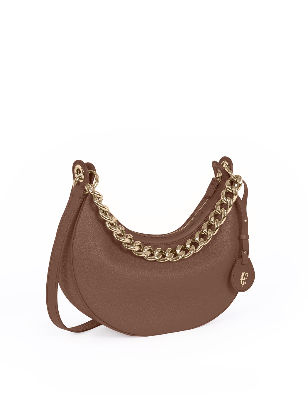 Crescent Hobo Shoulder Chain Bag Clara Dark Brown