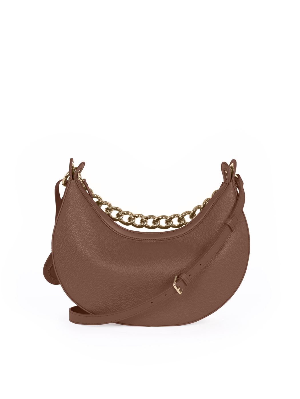 Crescent Hobo Shoulder Chain Bag Clara Dark Brown