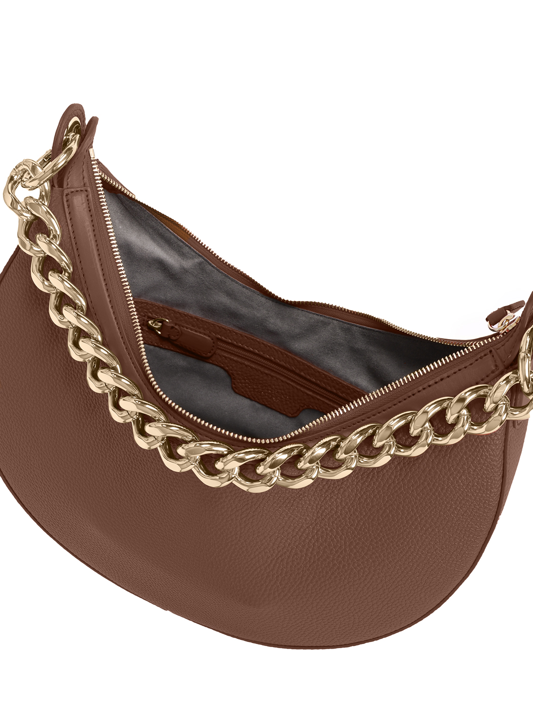 Crescent Hobo Shoulder Chain Bag Clara Dark Brown