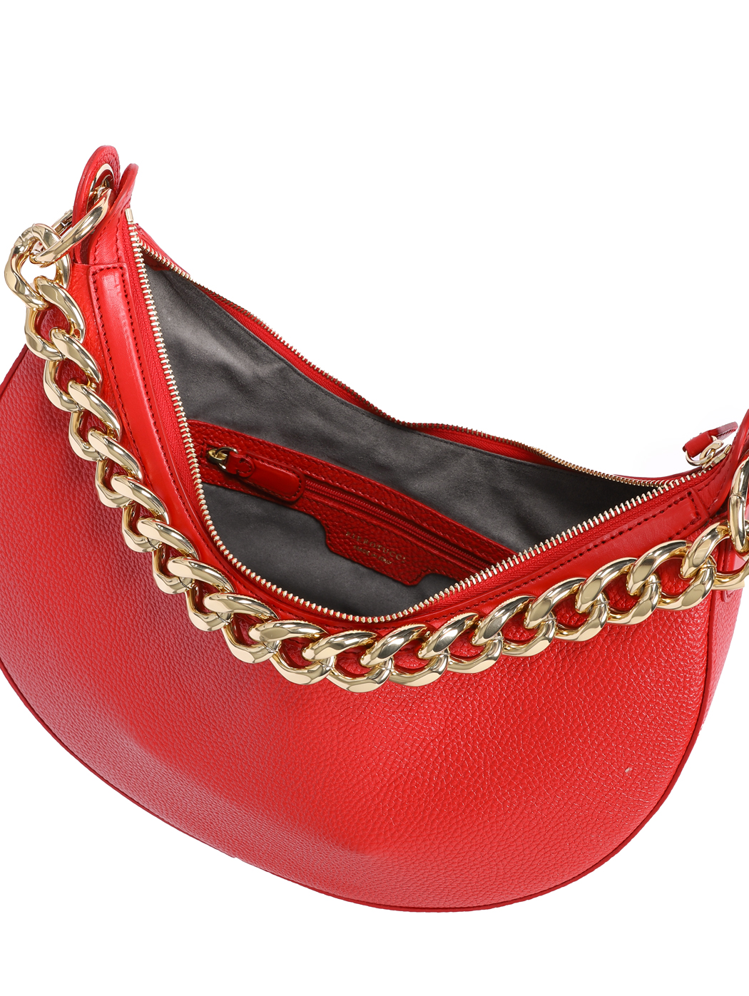 Crescent Hobo Shoulder Chain Bag Clara Rose Red