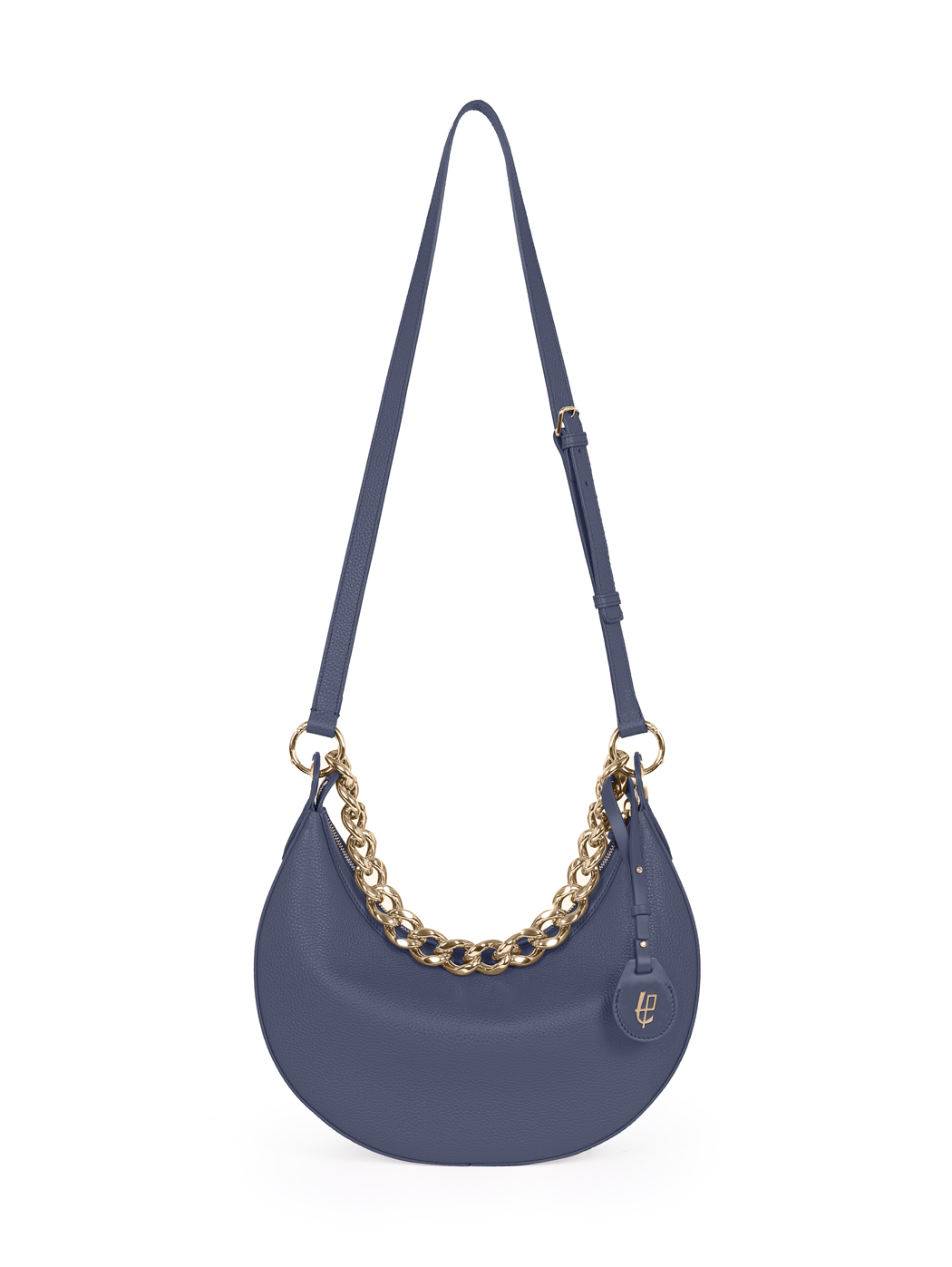 Crescent Hobo  Shoulder Chain Bag Clara Navy Blue
