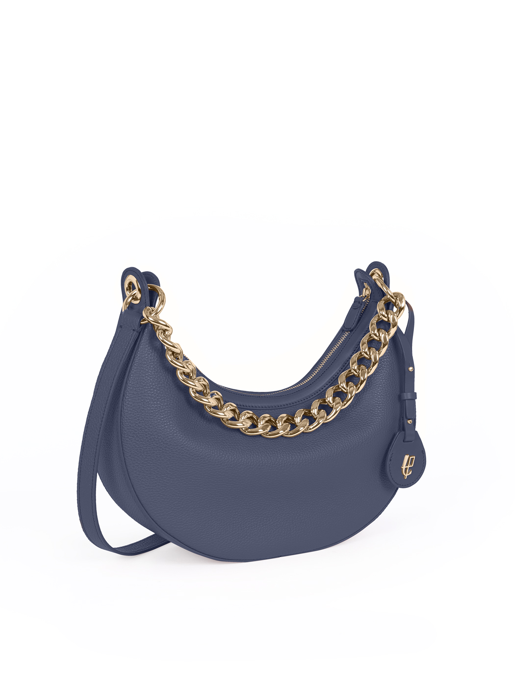 Crescent Hobo  Shoulder Chain Bag Clara Navy Blue