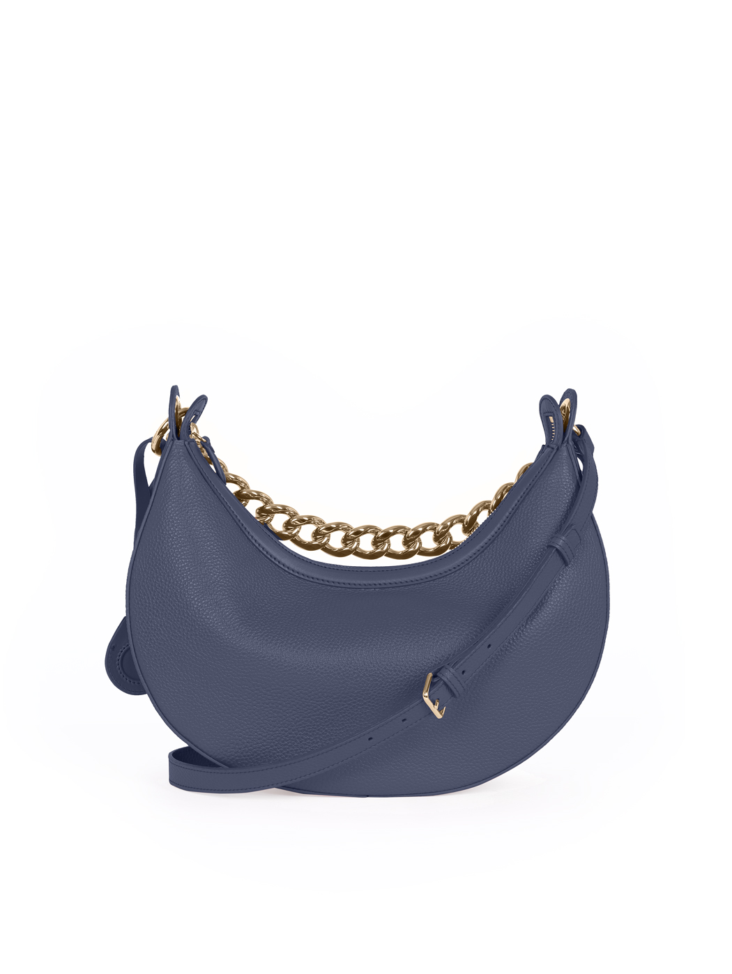 Crescent Hobo  Shoulder Chain Bag Clara Navy Blue