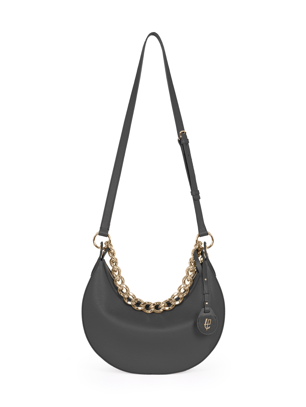Crescent Hobo Shoulder Chain Bag Clara Jet Black