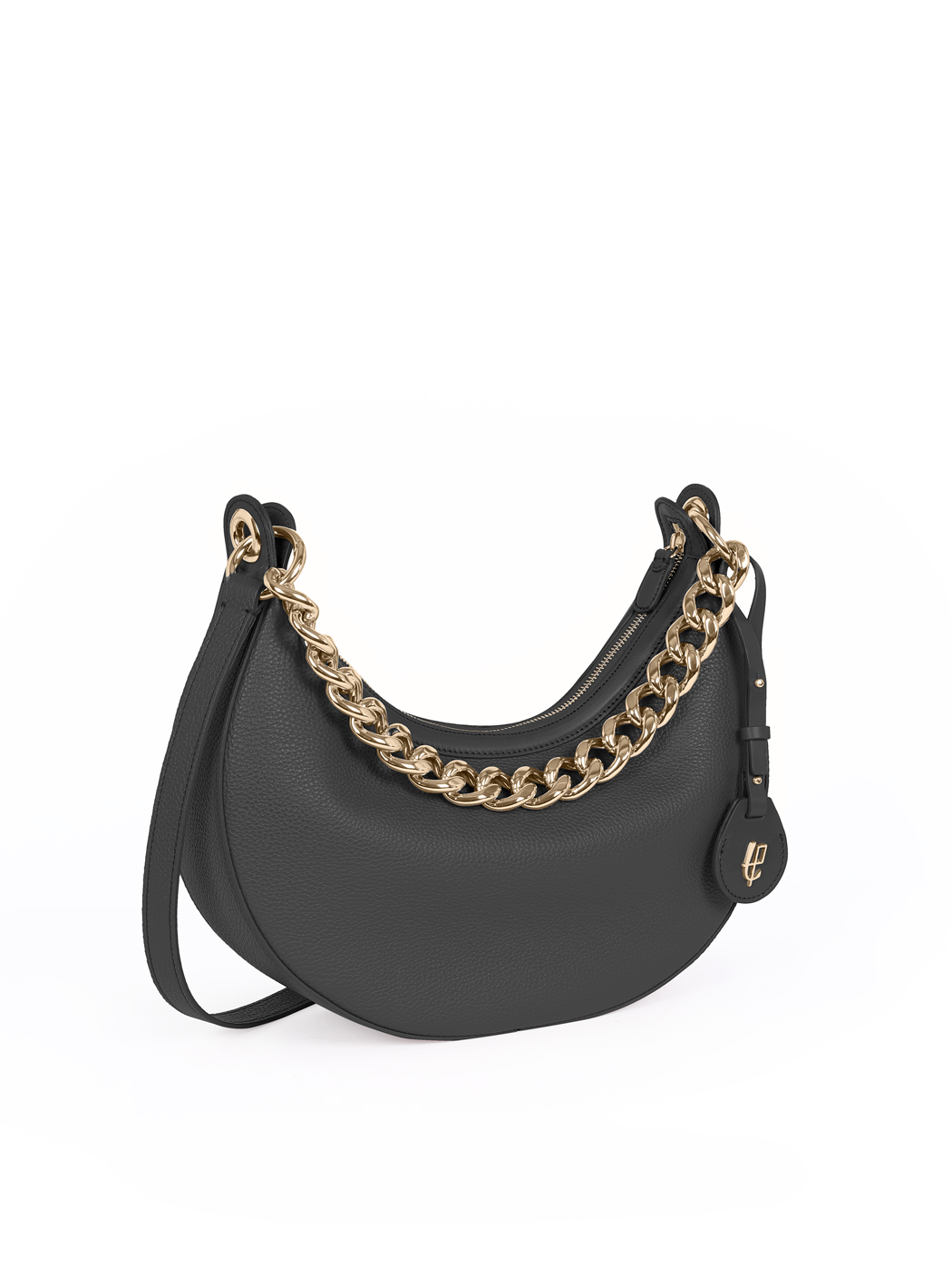 Crescent Hobo Shoulder Chain Bag Clara Jet Black