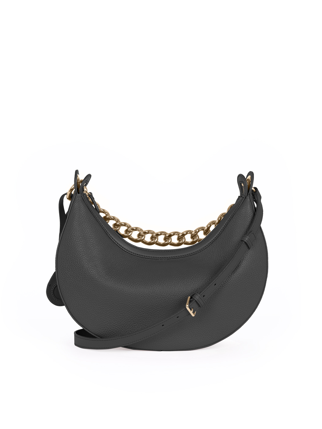 Crescent Hobo Shoulder Chain Bag Clara Jet Black
