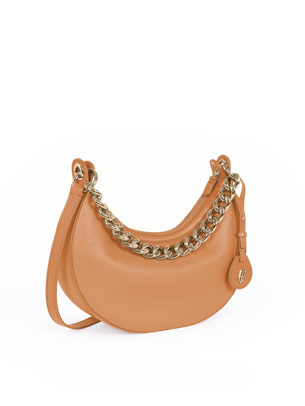Crescent Hobo Shoulder Chain Bag Clara Tobacco Brown