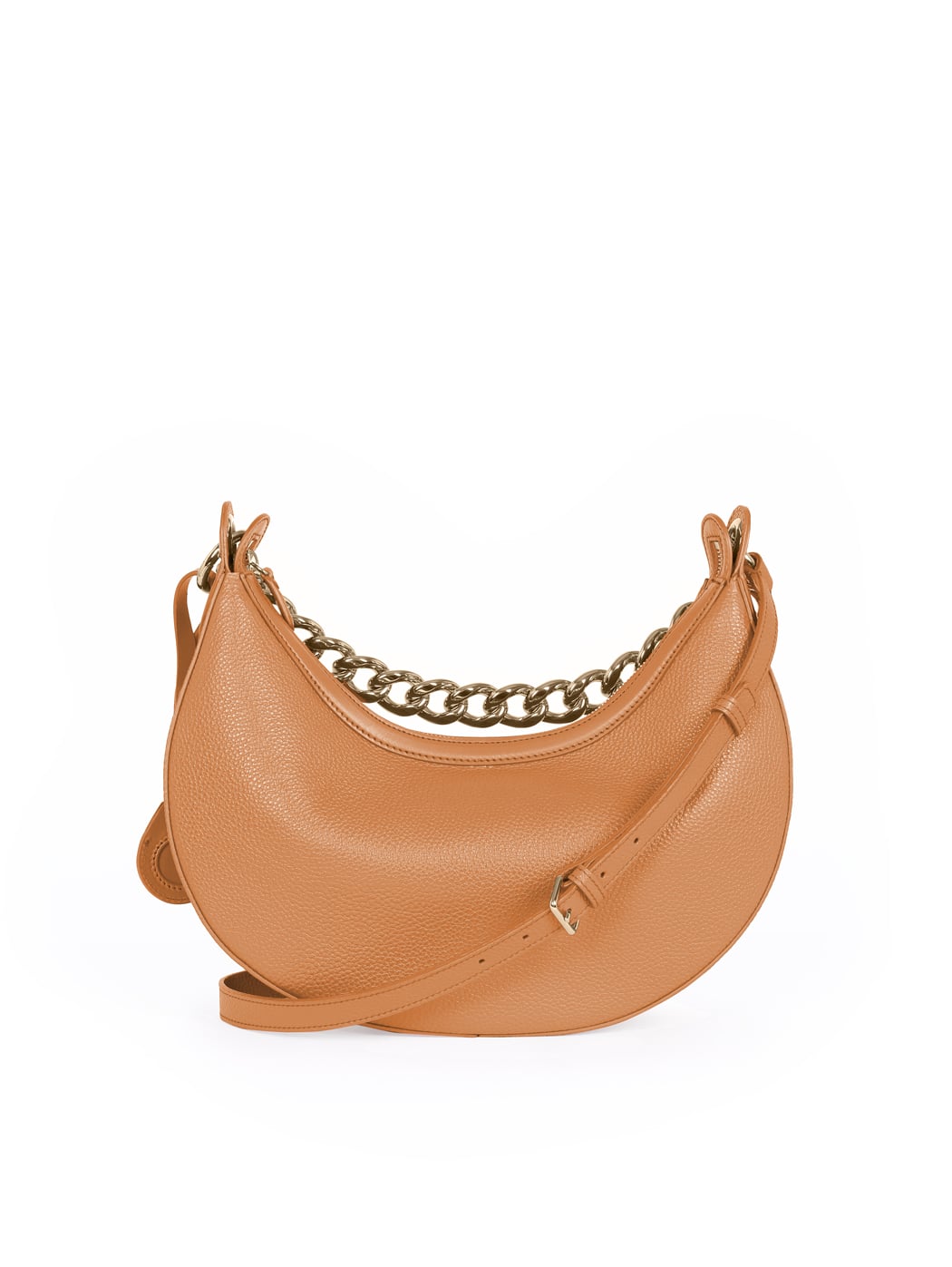 Crescent Hobo Shoulder Chain Bag Clara Tobacco Brown