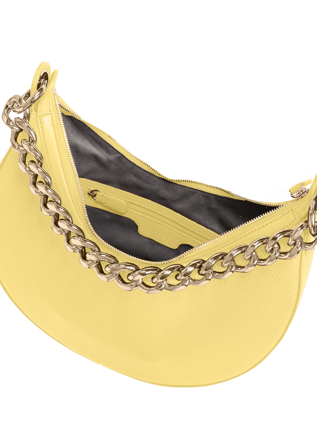 Crescent Hobo Shoulder Chain Bag Clara Lemon Yellow