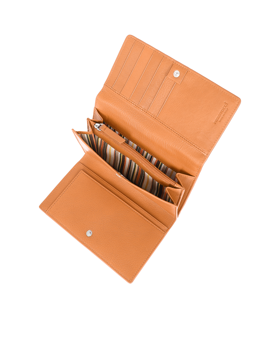 Tri-fold Leather Wallet Clutch Tobacco