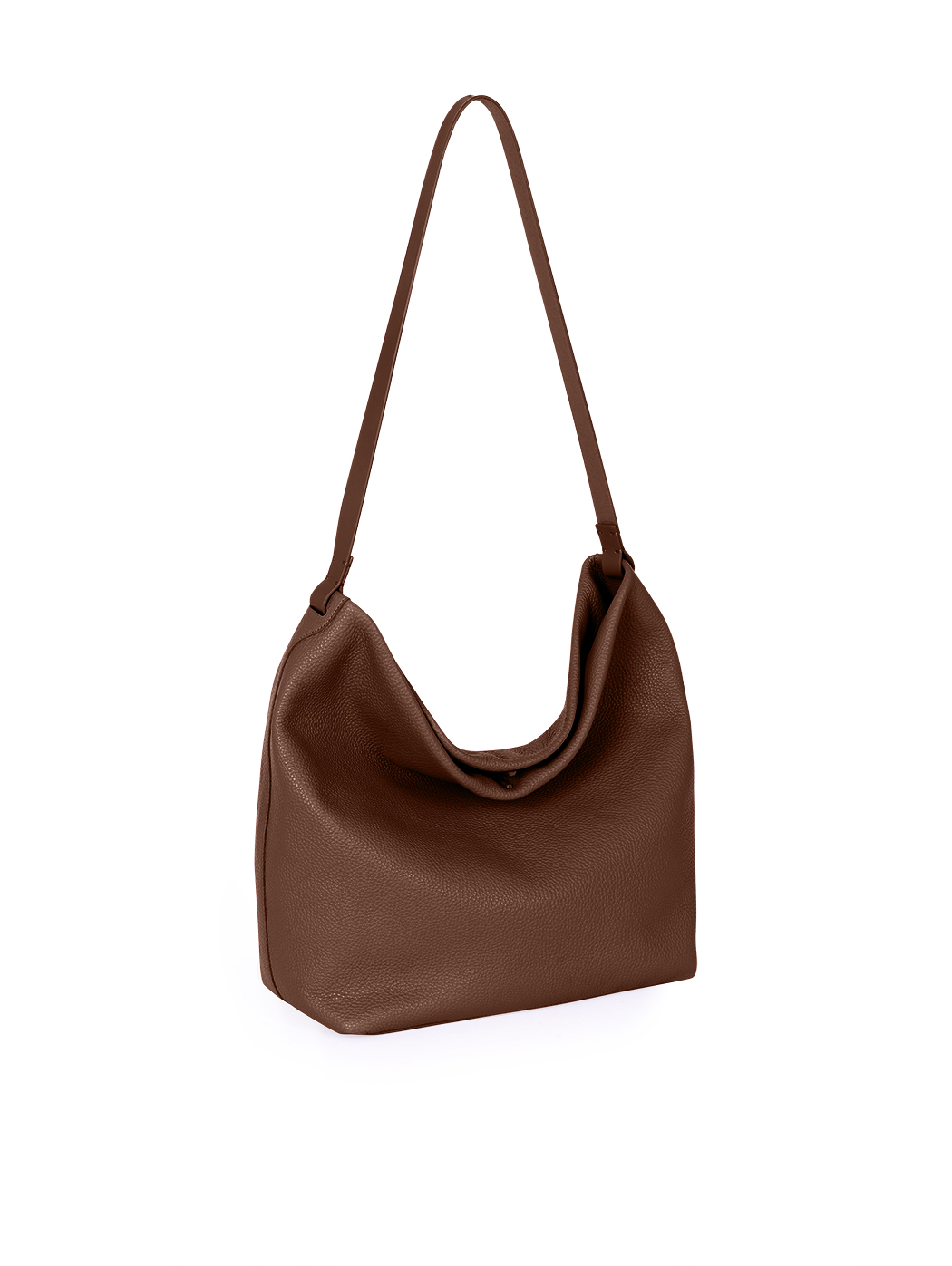 Ample North-South Leather Tote Bag Gemma Dark Brown