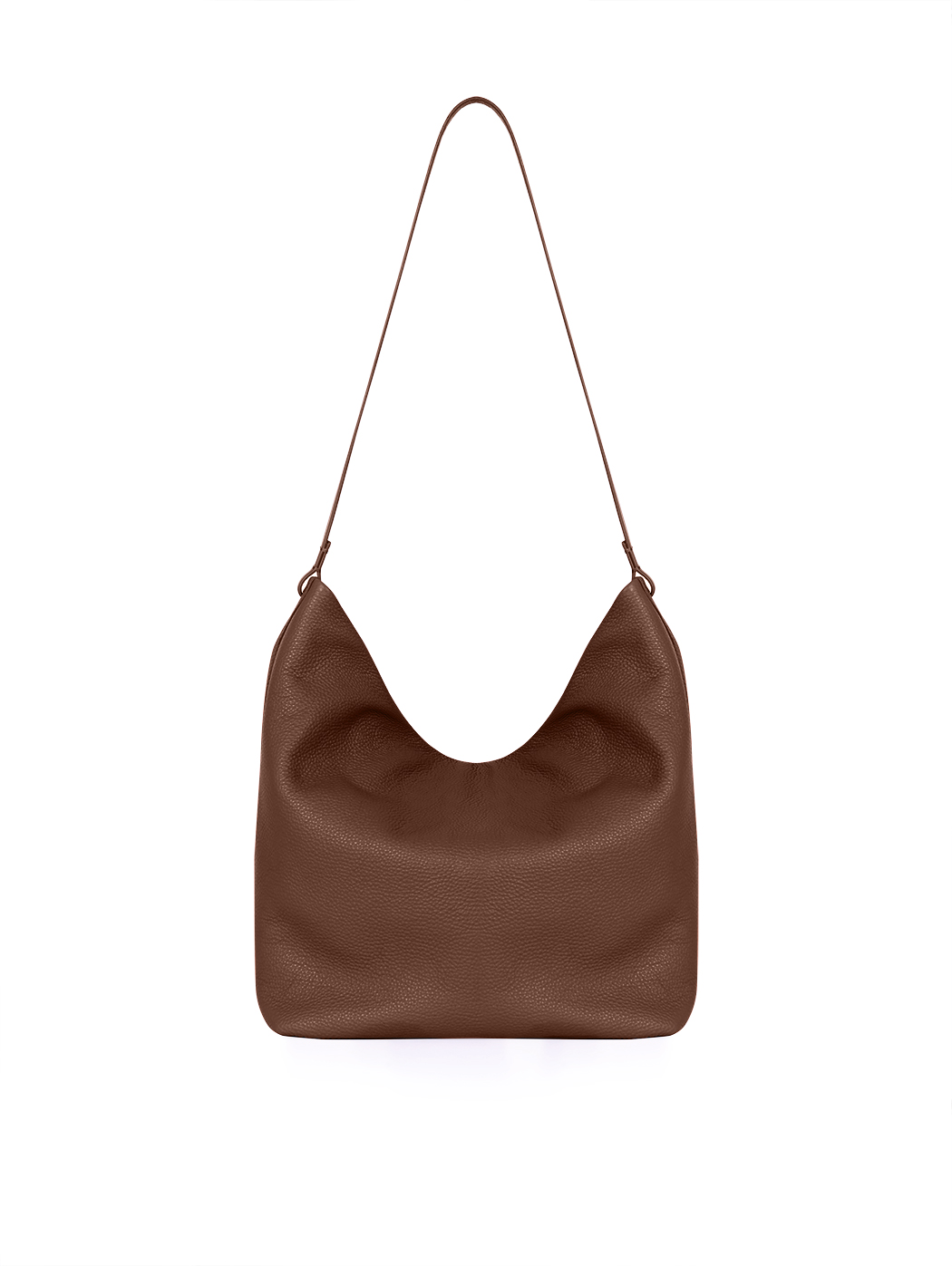 Ample North-South Leather Tote Bag Gemma Dark Brown