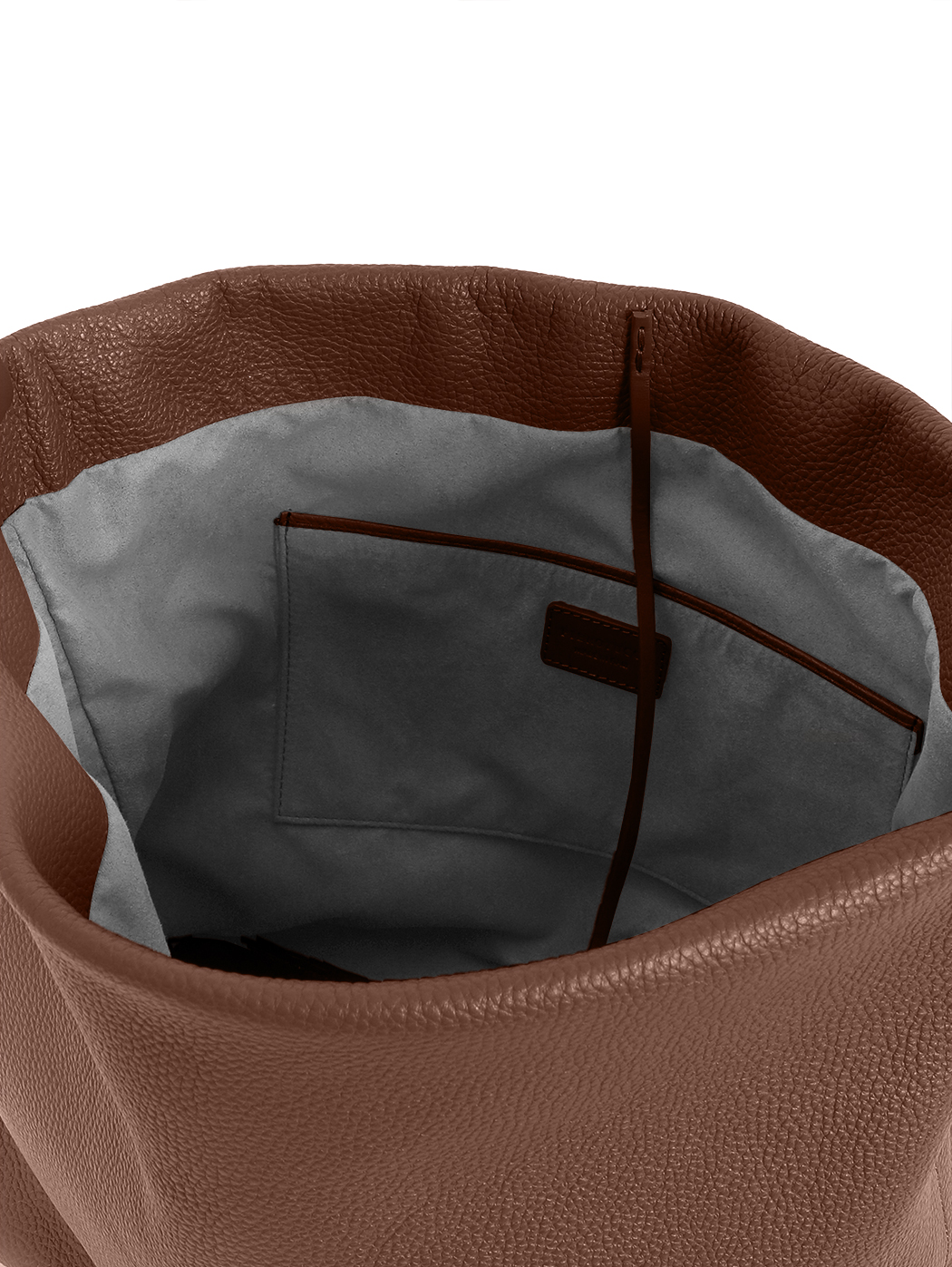 Ample North-South Leather Tote Bag Gemma Dark Brown