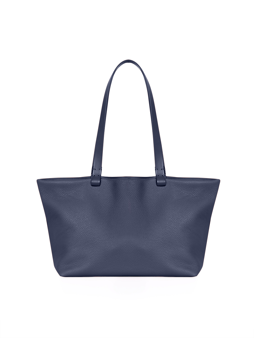 East-West Slouchy Leather Tote Bag Emilia Navy Blue