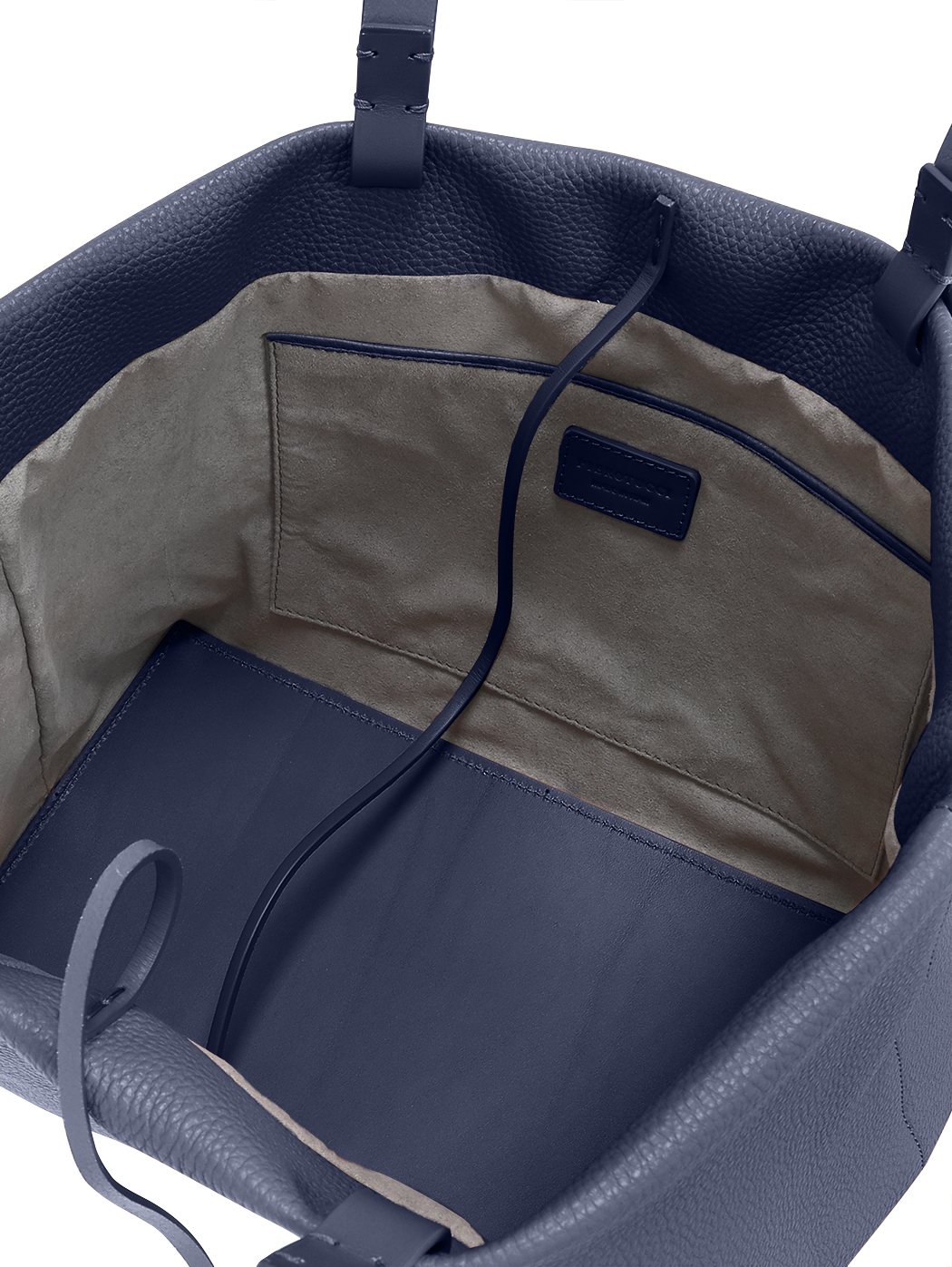 East-West Slouchy Leather Tote Bag Emilia Navy Blue