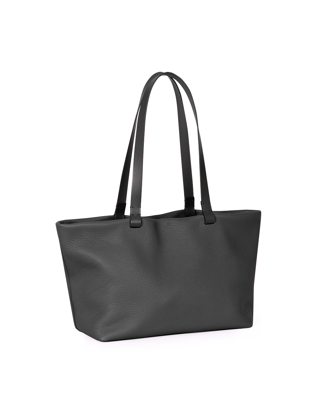 이스트-웨스트 슬루치 레더 토트백 에밀리아 제트 블랙