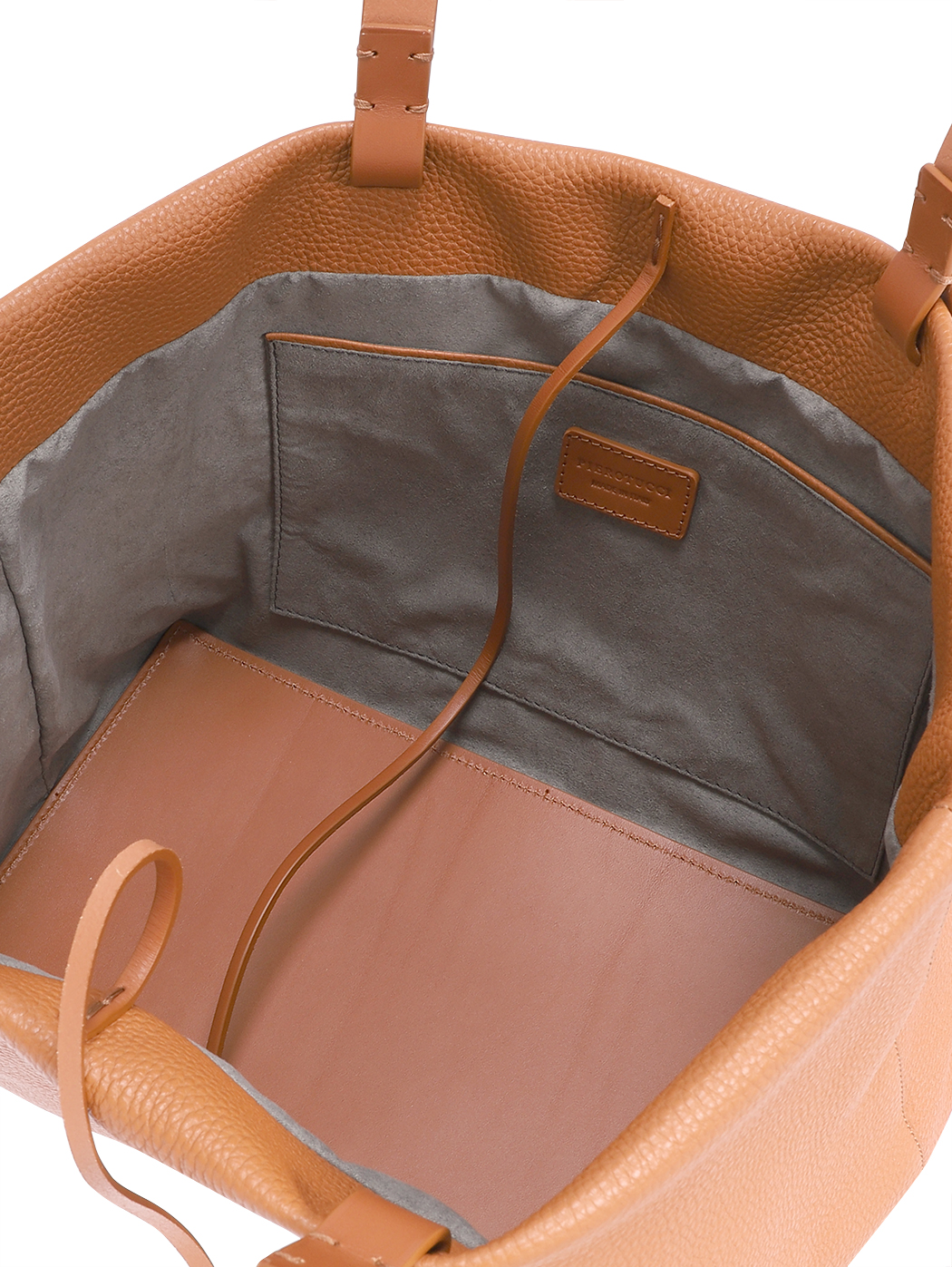 East-West Slouchy Leather Tote Bag Emilia Tobacco Brown