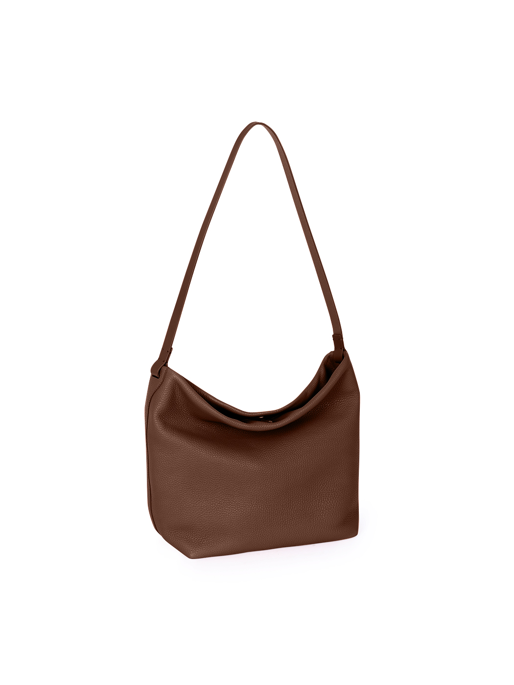 Midi North-South Leather Tote Bag Edi Dark Brown