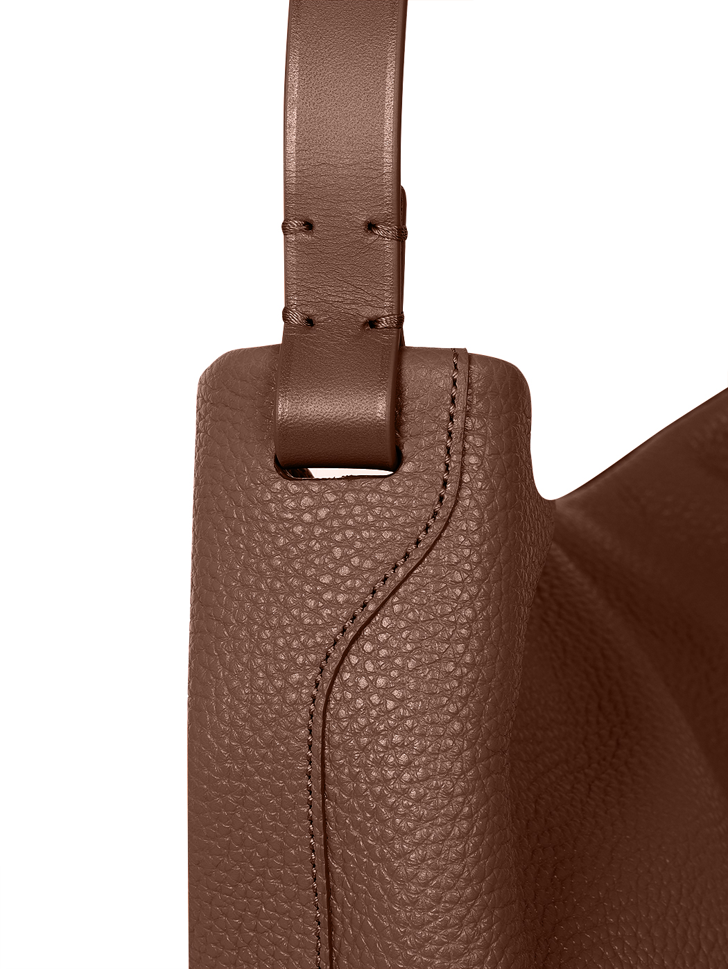 Midi North-South Leather Tote Bag Edi Dark Brown