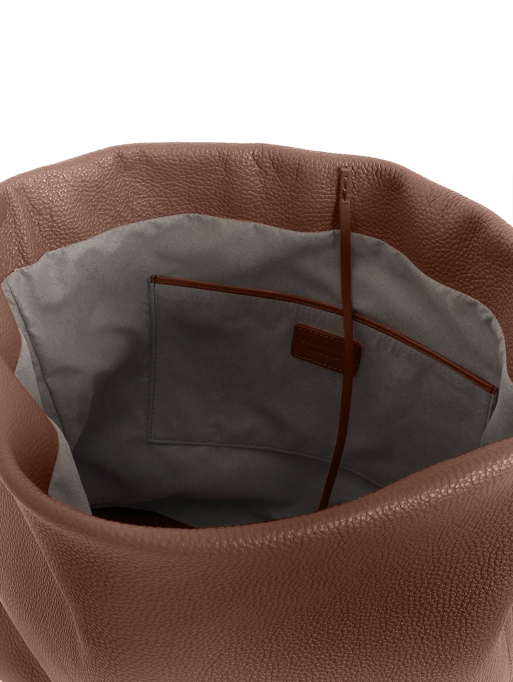 Midi North-South Leather Tote Bag Edi Dark Brown