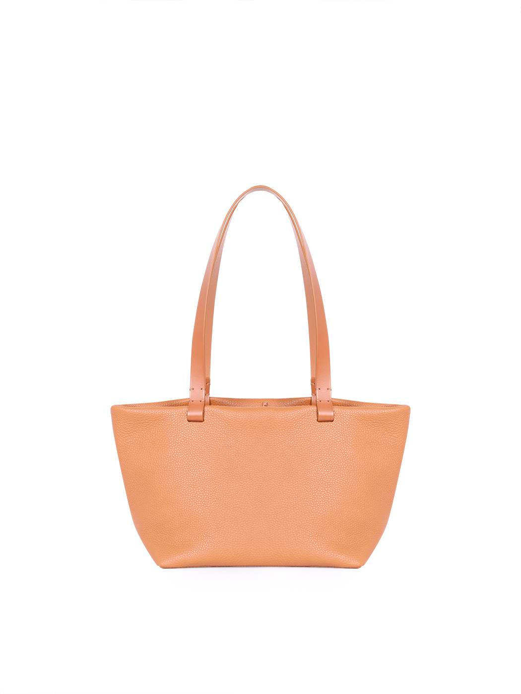 Small Double Handle Leather Tote Bag Cinzia Tobacco Brown
