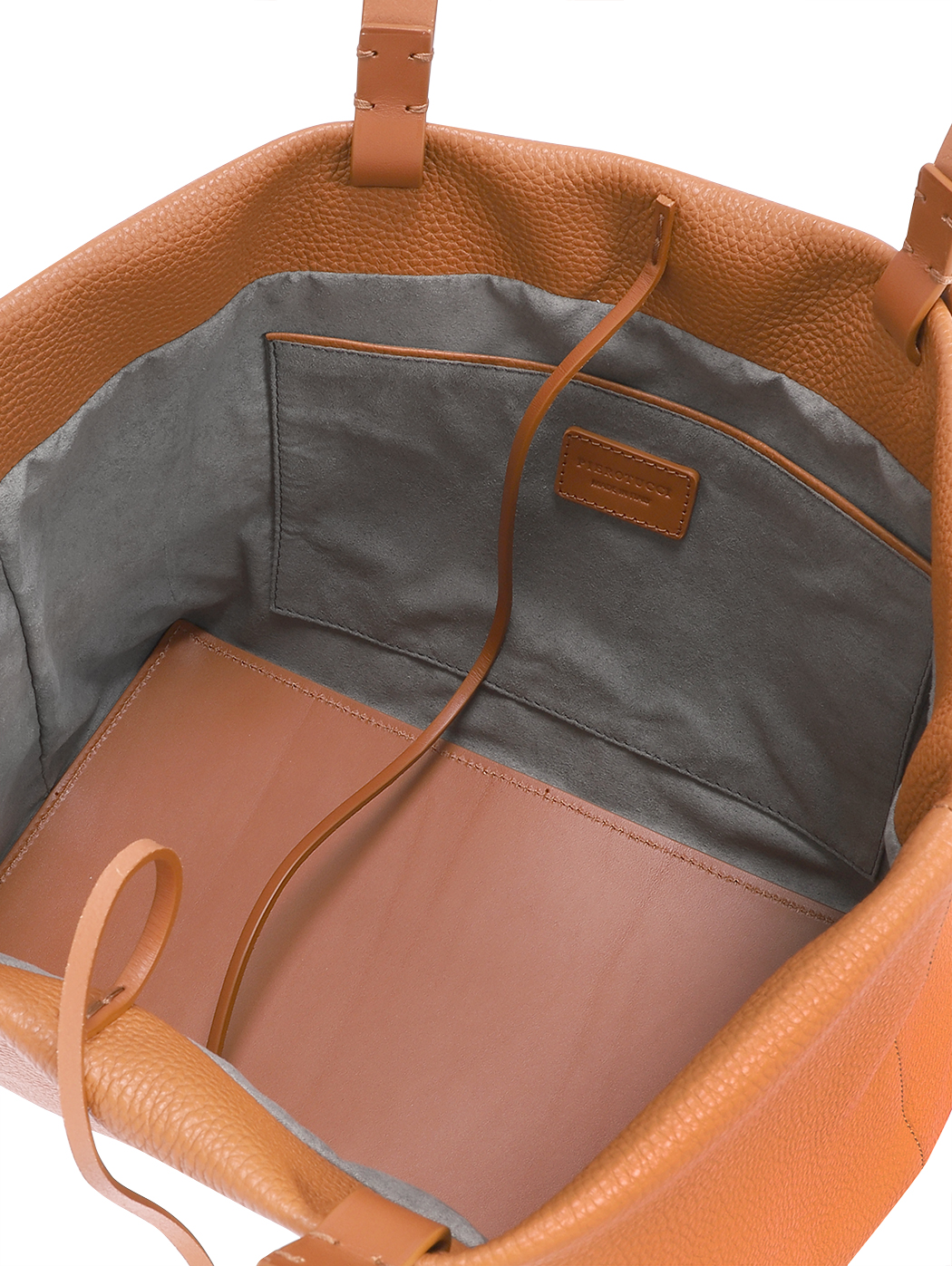 Small Double Handle Leather Tote Bag Cinzia Tobacco Brown