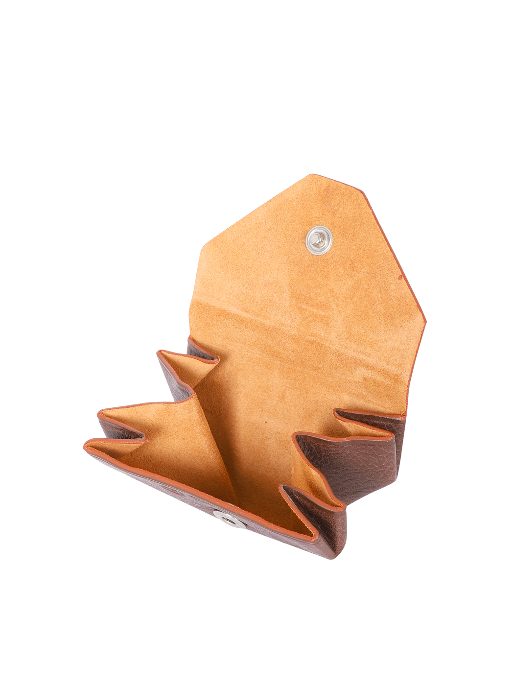 Triangle Fold-out Origami Coin Case Leather Dark brown