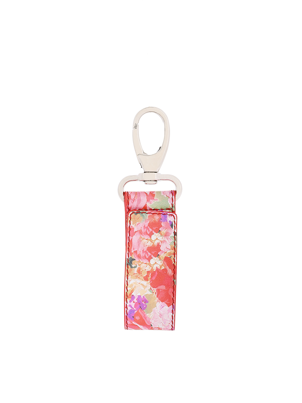 Key Lanyard in Floral Leather - Red