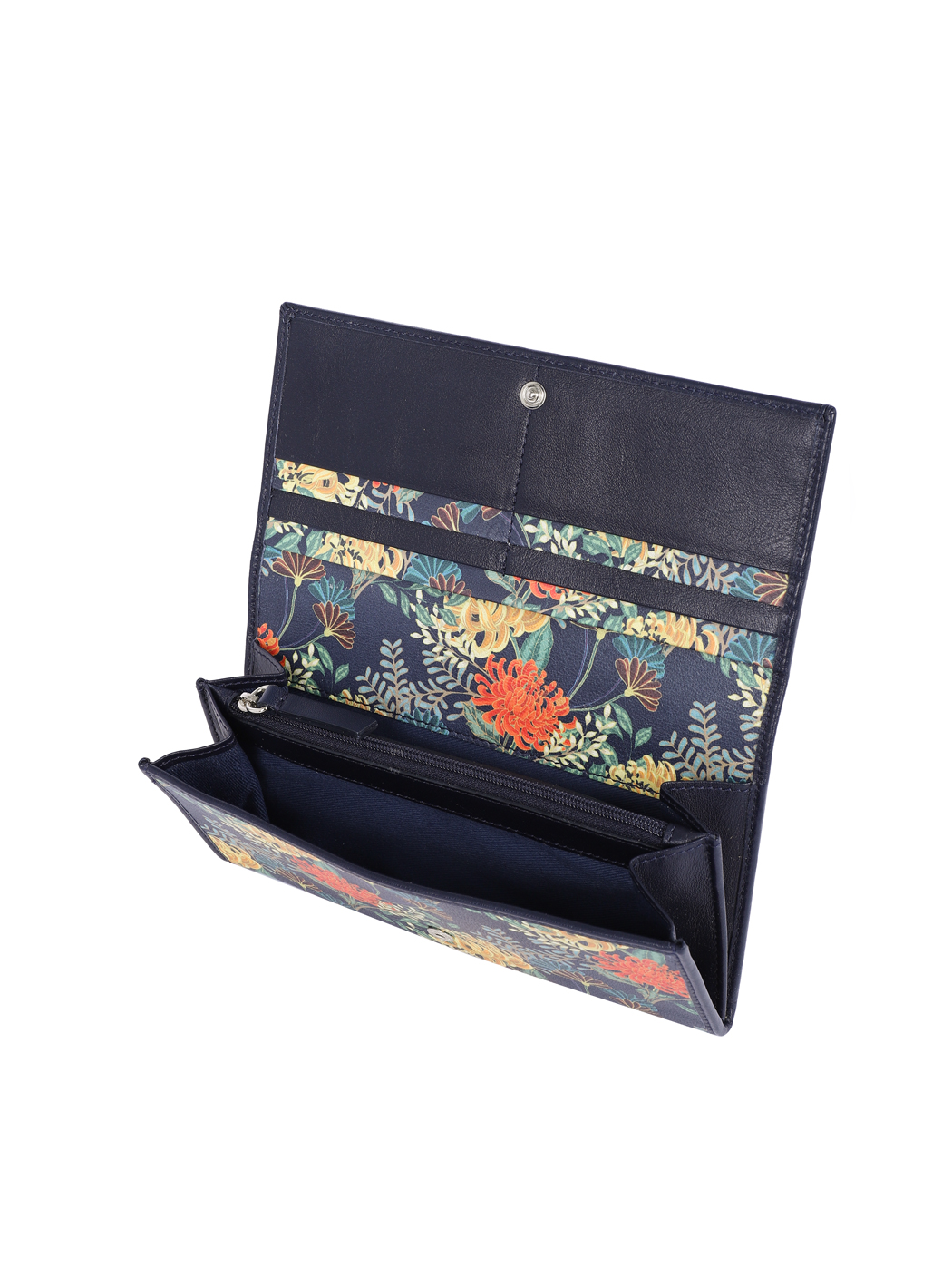 Skinny Flapover Wallet - Floré Navy blue