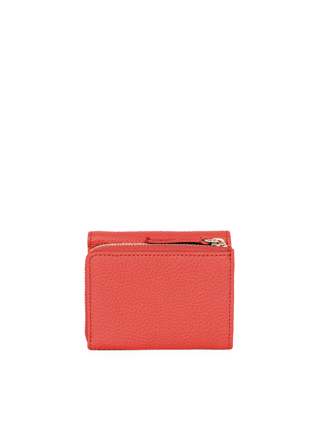 Compact Embossed Trifold Leather Wallet Rose Red