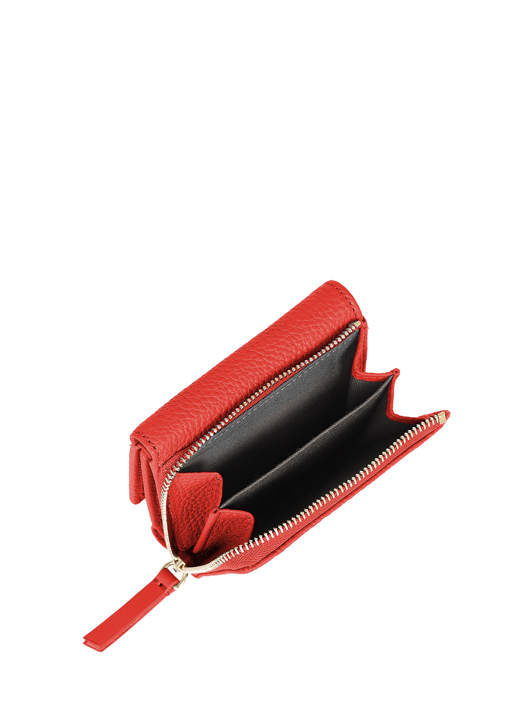 Compact Embossed Trifold Leather Wallet Rose Red