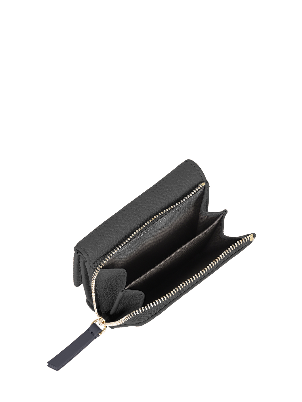 Compact Embossed Trifold Leather Wallet Jet Black