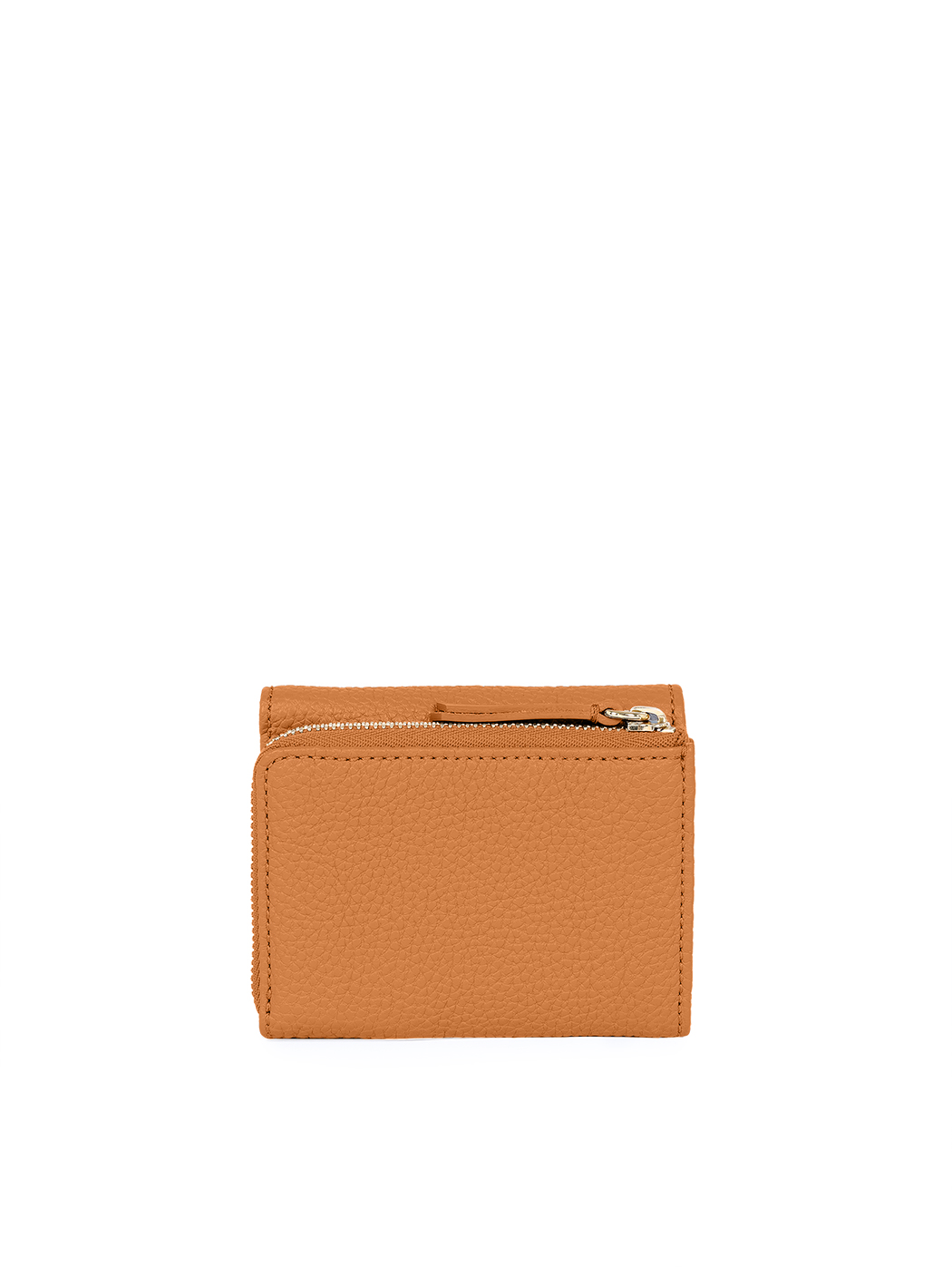 Compact Embossed Trifold Leather Wallet Tobacco Brown