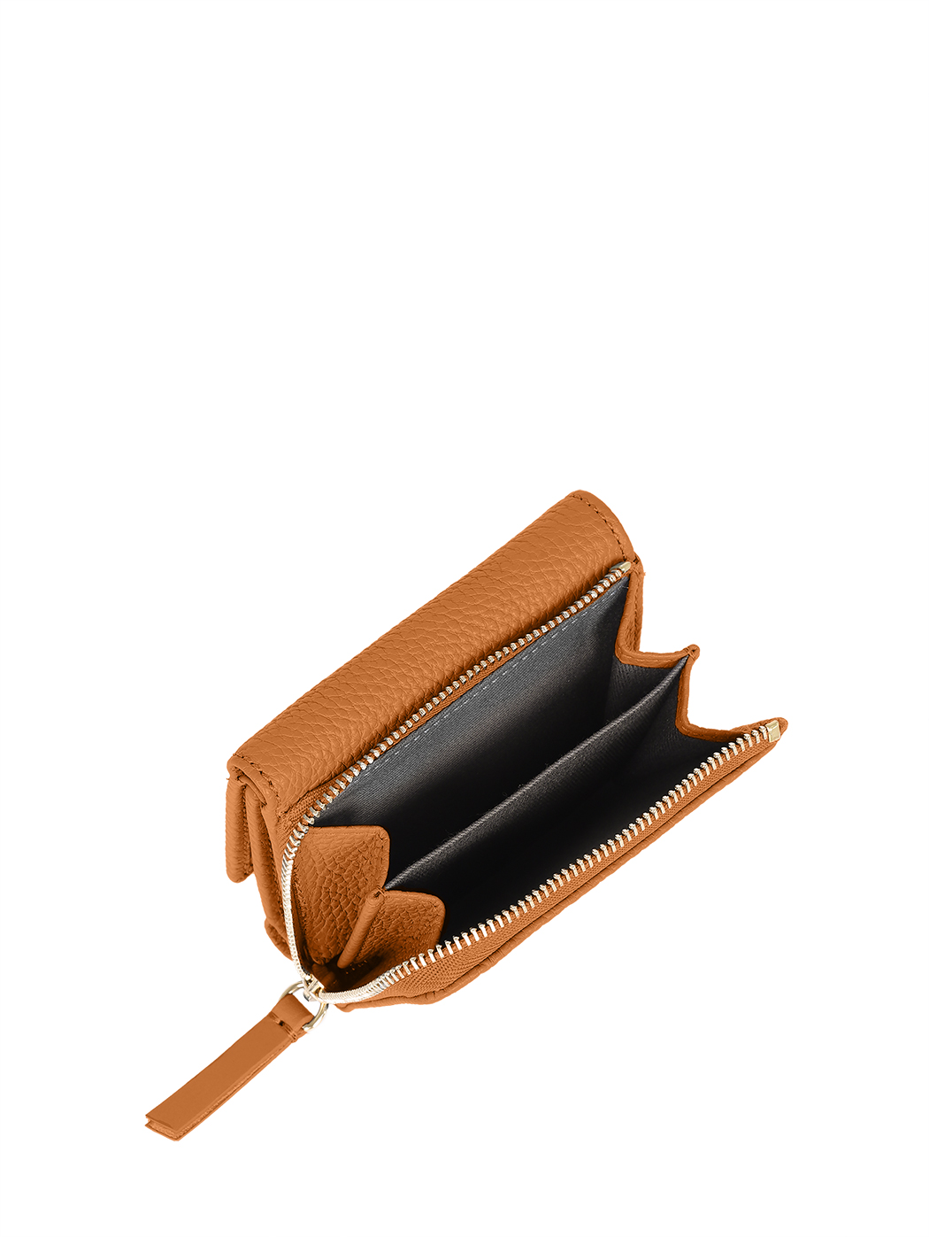 Compact Embossed Trifold Leather Wallet Tobacco Brown