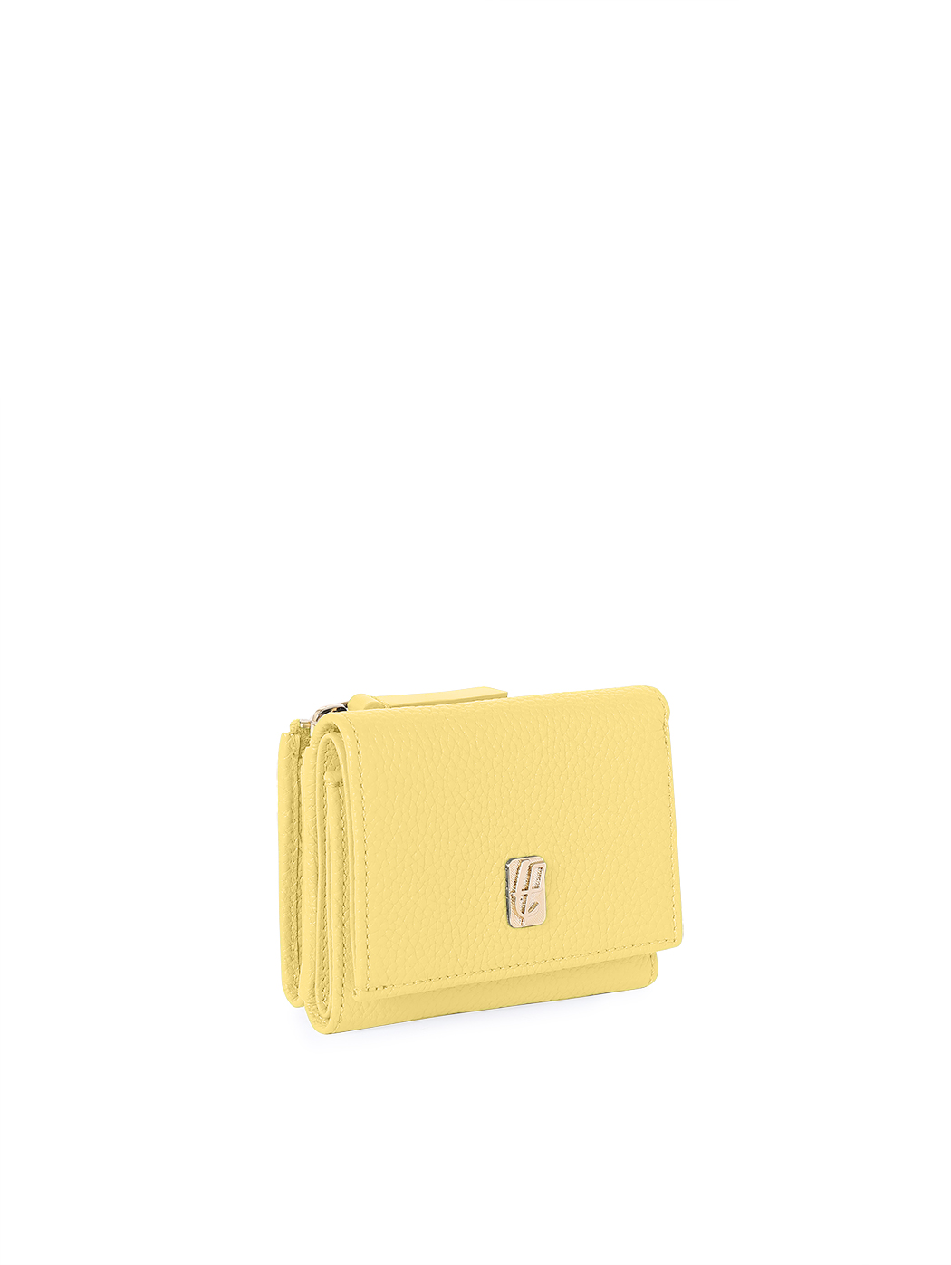 Compact Embossed Trifold Leather Wallet Lemon Yellow