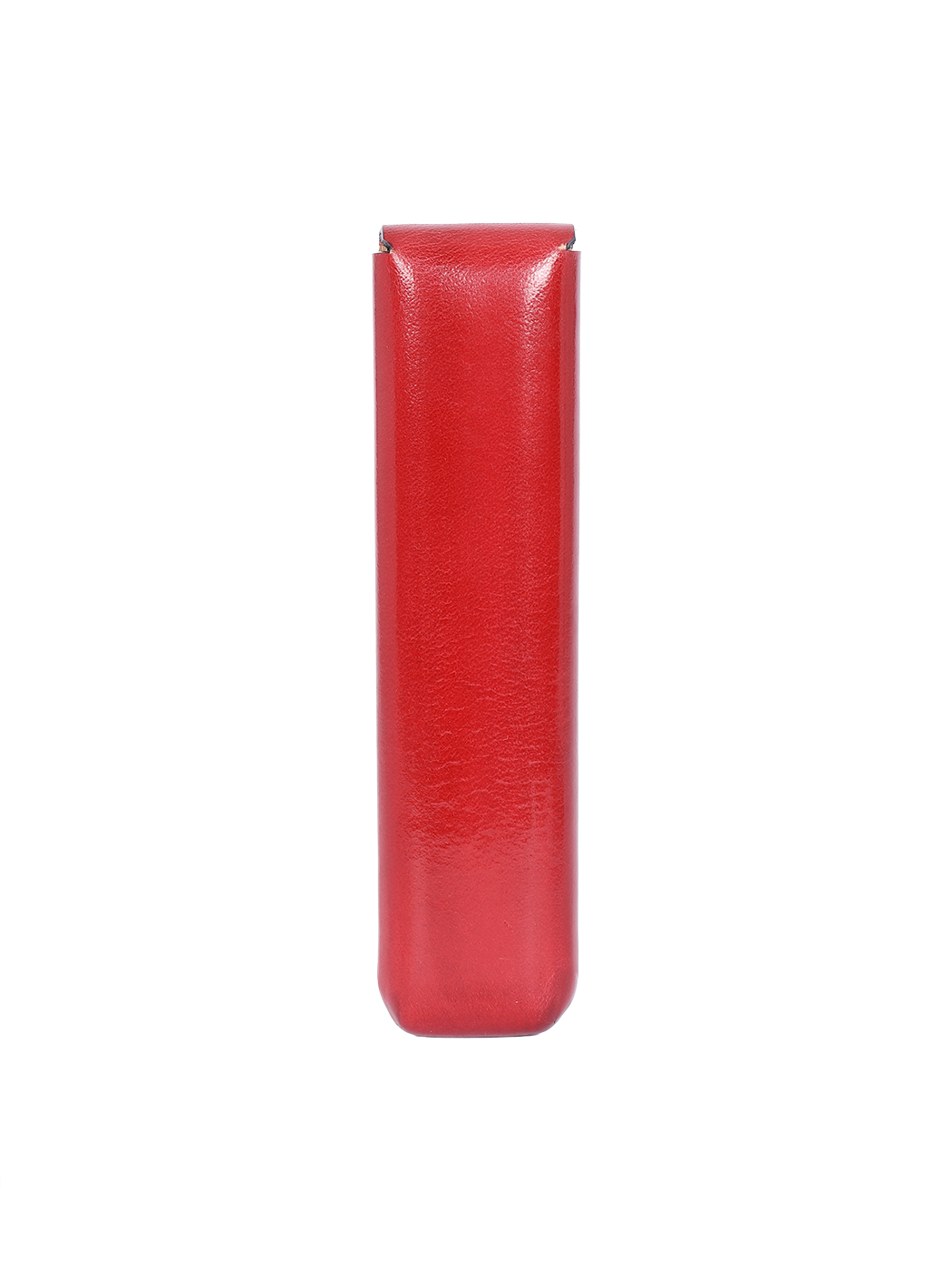 Porta penne in cuoio con bottone Rosso