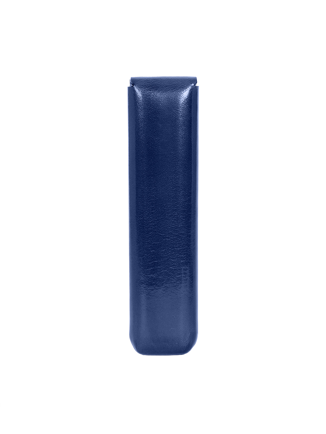 Porta penne in cuoio con bottone Blu