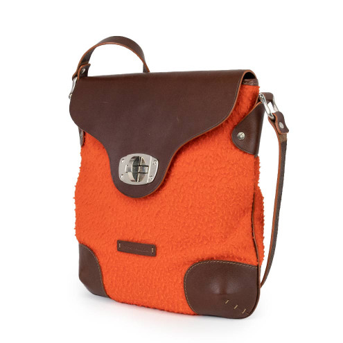Messenger style bag in pelle e tessuto casentinese