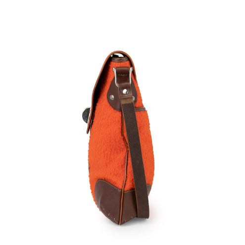 Messenger style bag in pelle e tessuto casentinese