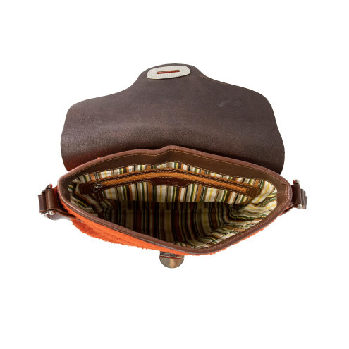 Messenger style bag in pelle e tessuto casentinese