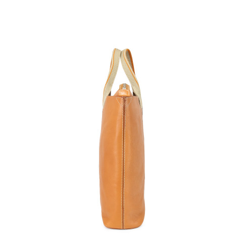 Work Tote Bag Leather and Canvas Tobacco
