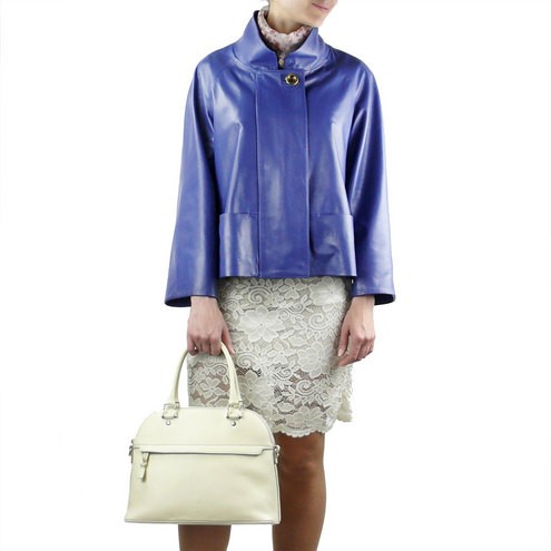 Dome Top Handle Leather Bag Saffron