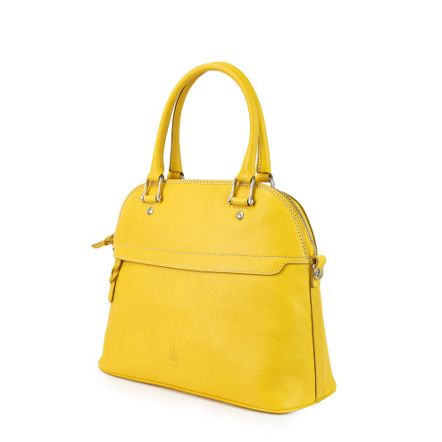 Dome Top Handle Leather Bag Saffron