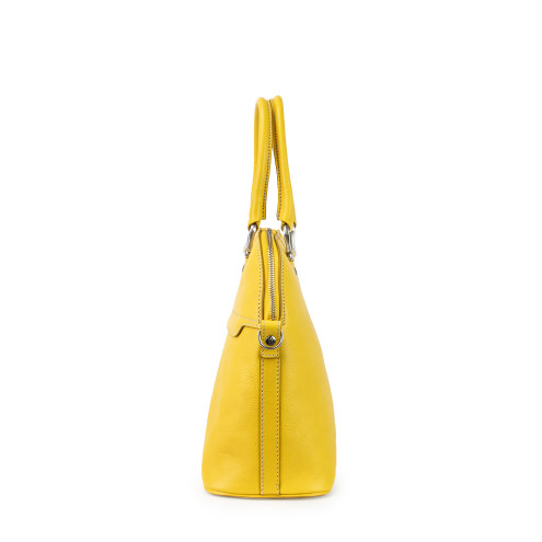 Dome Top Handle Leather Bag Saffron