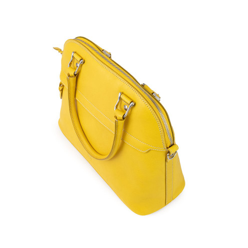 Dome Top Handle Leather Bag Saffron