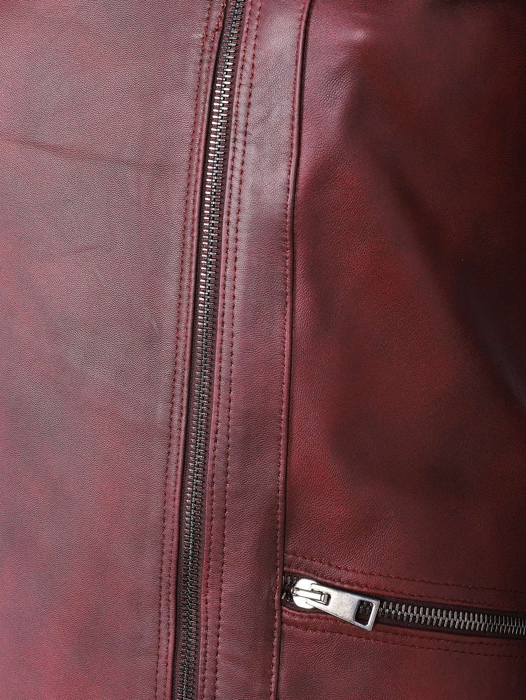 Кожаная куртка косуха коричневая красный
