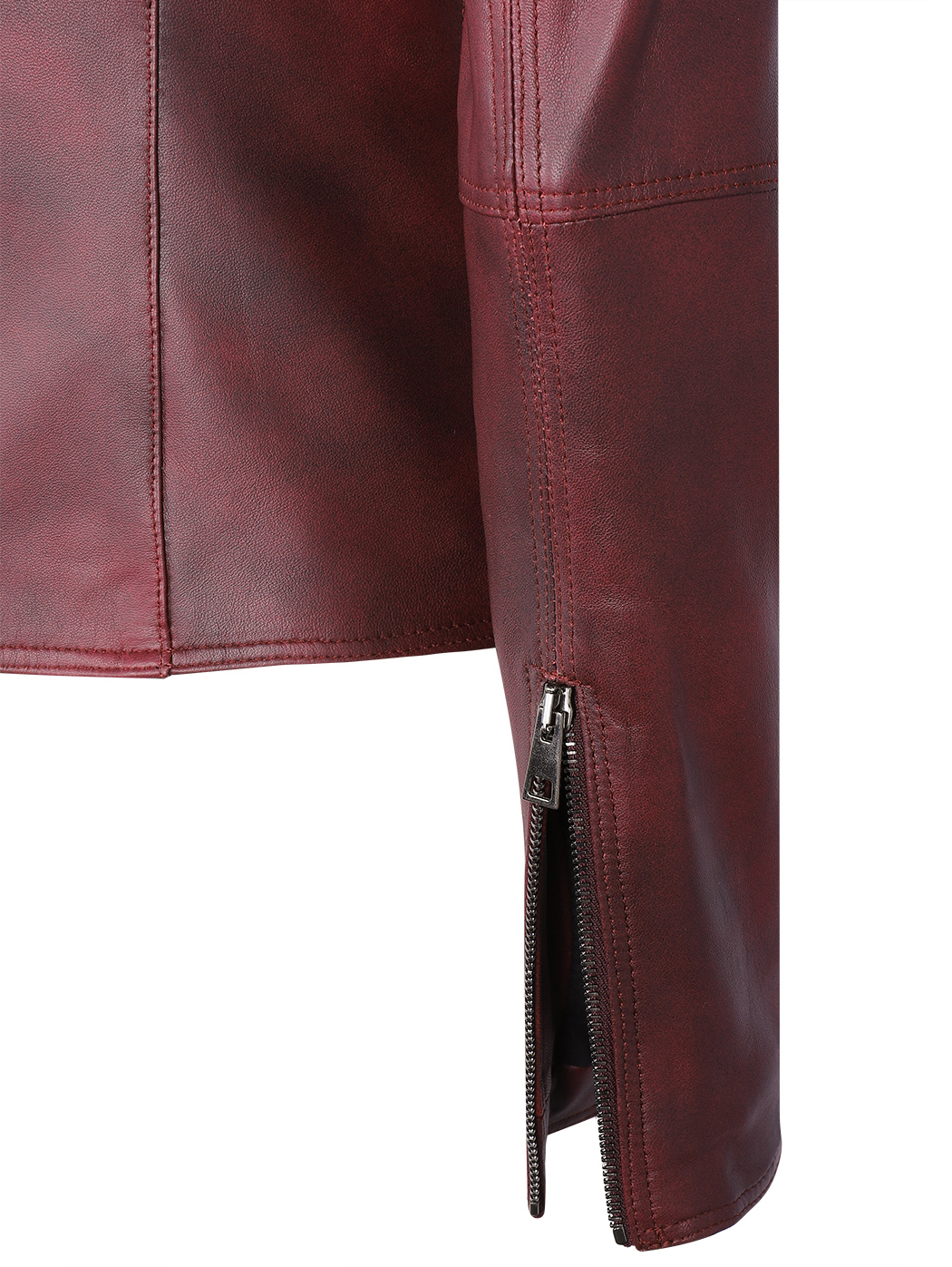 Кожаная куртка косуха коричневая красный