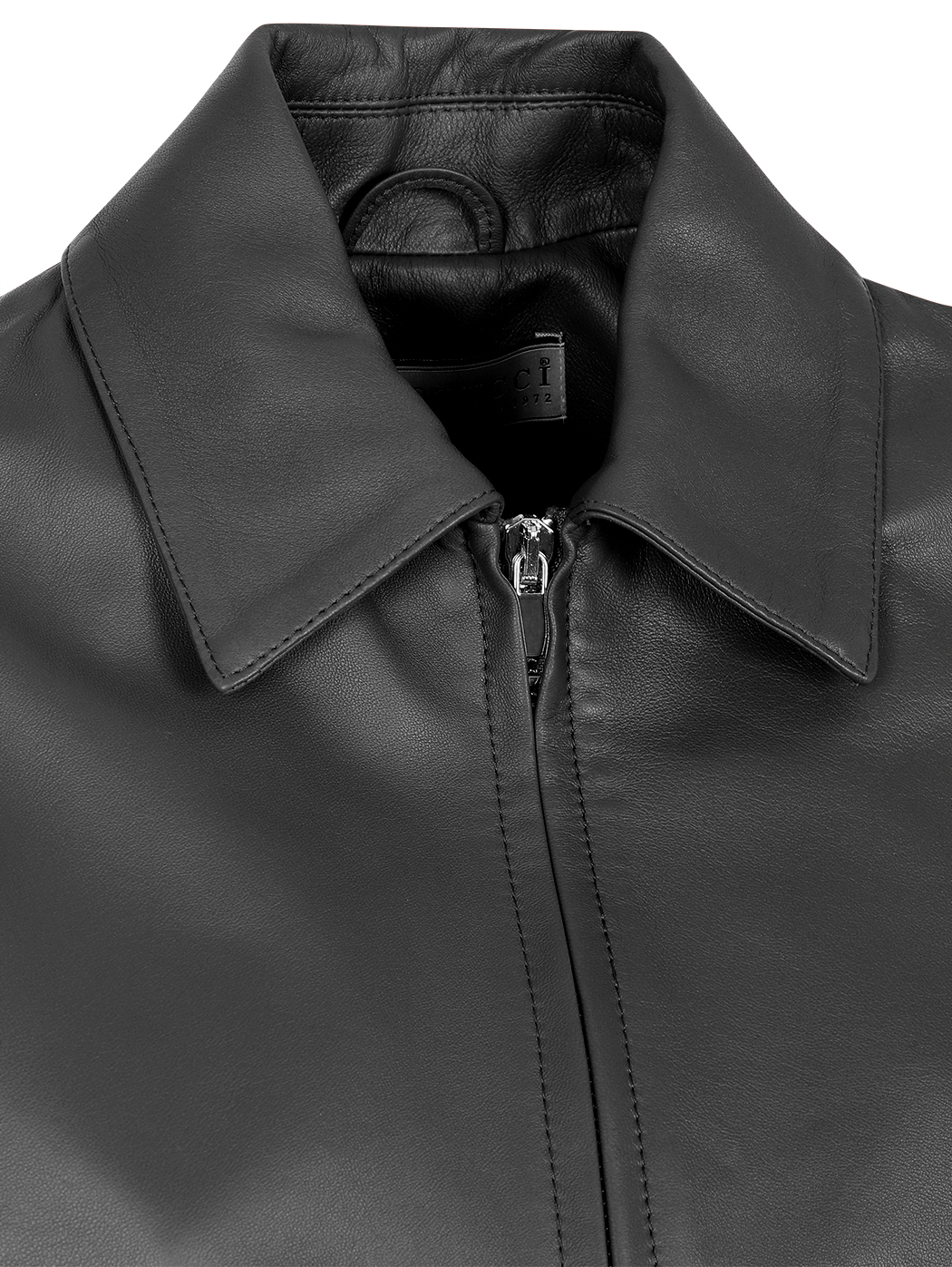 Bomber corto con maniche larghe in pelle - Nero